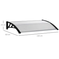 Outsunny Copertina Exterior 110×60 cm – Policarbonat Transparent & Aluminiu(m-3)