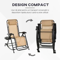Outsunny Scaun Ergonomic Balansoar cu Design pliabil din Textilene si cadru din Otel, Bej(m-4)