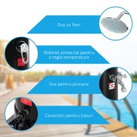 Outsunny Dus cu incalzire solara cu cap de dus cu rotatie libera, reglare temperaturii, 35L(m-5)