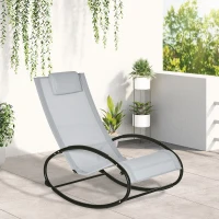 Outsunny Sezlong de Gradina cu Gravitate Zero, Balansoar Ergonomic cu Perna si Tesatura Respirabila pentru Interior si Exterior, Gri(m-2)