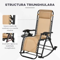 Outsunny Scaun Ergonomic Balansoar cu Design pliabil din Textilene si cadru din Otel, Bej(m-6)