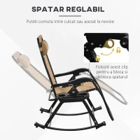 Outsunny Scaun Ergonomic Balansoar cu Design pliabil din Textilene si cadru din Otel, Bej(m-7)