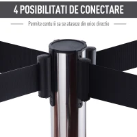 HOMCOM 2 stalpi de ghidare cu banda, Ф32x90cm, negri(m-5)