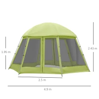 Outsunny Cort pentru Camping Hexagonal pentru 6-8 Persoane, cu 2 intrari, 493x493x240cm, Verde(m-3)