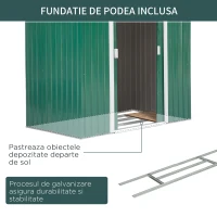 Outsunny Magazie Gradina din Otel, culoare verde, dimensiuni 213×127×18 cm(m-7)