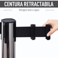HOMCOM 2 stalpi de ghidare cu banda, Ф32x90cm, negri(m-4)