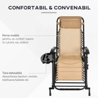 Outsunny Scaun Ergonomic Balansoar cu Design pliabil din Textilene si cadru din Otel, Bej(m-5)