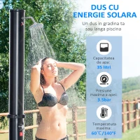 Outsunny Dus cu incalzire solara cu cap de dus cu rotatie libera, reglare temperaturii, 35L(m-4)