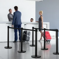 Homcom Coloane Separatoare – Otel Inox, Banda Neagra 90 cm(m-2)