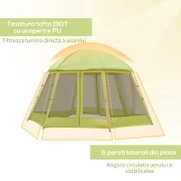 Outsunny Cort pentru Camping Hexagonal pentru 6-8 Persoane, cu 2 intrari, 493x493x240cm, Verde(m-5)