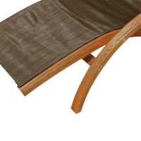 Outsunny Șezlong de Grădină Ergonomic cu Tetieră Căptușită din Lemn și Țesătură, 161x72x68 cm, Maro(m-7)