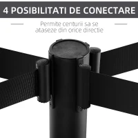 Homcom Coloane Separatoare – Otel Inox, Banda Neagra 90 cm(m-5)