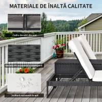 Outsunny set 2 sezlonguri cu masa din ratan PE, negru(m-5)
