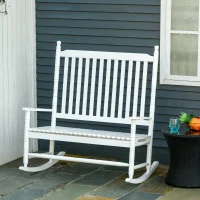 Outsunny banca balansoar cu 2 locuri, lemn de plop, alb(m-2)