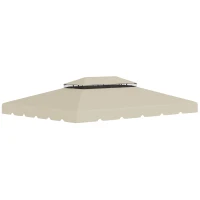 Outsunny Copertina de schimb pentru foisor de gradina cu acoperis cu 2 niveluri, capac din poliester pentru foisor de 3x4m, bej(m-1)