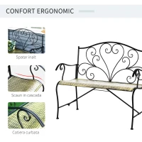 Outsunny Banca pentru Gradina din Fier Stil Vintage 2 Locuri Negru(m-6)