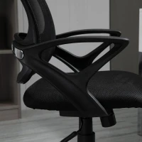 Vinsetto Cadeira de Oficina Ergonômica Basculante com Altura Ajustável Assento Giratório 360° Suporte e Lombar Malha Transpirável 61x61x89-99cm Preto(m-10)