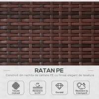 Outsunny Set 2 Sezlonguri Scaun si Masuta in PE Rattan cu Perne Detasabile, Maro Crem(m-6)
