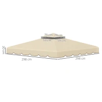 Outsunny Copertina de schimb pentru foisor de gradina cu acoperis cu 2 niveluri, capac din poliester pentru foisor de 3x3m, bej(m-3)