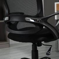 Vinsetto Cadeira de Oficina Ergonômica Basculante com Altura Ajustável Assento Giratório 360° Suporte e Lombar Malha Transpirável 61x61x89-99cm Preto(m-11)