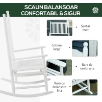 Outsunny banca balansoar cu 2 locuri, lemn de plop, alb(m-6)