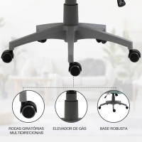 Vinsetto Cadeira de escritório ergonômica Cadeira de mesa inclinável ajustável em altura com encosto de braço Encosto de cabeça 5 rodas Suporta até 120 kg 64x58x116-126 cm Azul(m-6)
