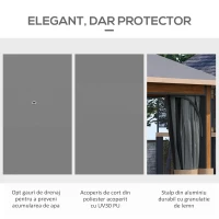 Outsunny Foisor de 3 x 4m, Foisor de exterior, Adapost pentru Baldachin cu plasa si perdele, Acoperis ventilat, Coloana din aluminiu cu granulatie lemnoasa pentru gradina, gazon, curte si punte(m-5)