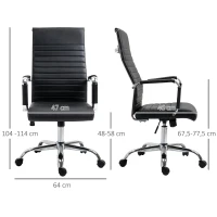 Vinsetto Cadeira de Escritório Ergonômica Giratoria 360° Inclinável com Altura Ajustável Rodas Apoio de Braços 54x62x104-114 cm Preto(m-3)