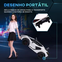HOMCOM Carro Elétrico Lamborghini SIAN 12V com Controle Remoto Abertura da Porta Música MP3 USB e Faróis 108x62x40 cm Branco(m-8)