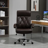 Vinsetto Cadeira de Escritório Ergonômica Giratória e Basculante com Altura Ajustável Encosto Alto e Apoio para a cabeça Acolchoado Pele Sintética 66x69x113-121cm Marrom(m-11)