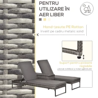 Outsunny Set 2 Sezlonguri cu Masuta din PE Rattan Gri(m-4)