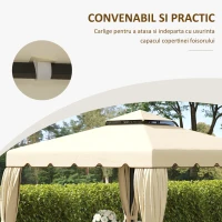 Outsunny Copertina de schimb pentru foisor de gradina cu acoperis cu 2 niveluri, capac din poliester pentru foisor de 3x3m, bej(m-6)