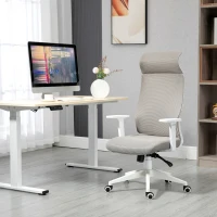 Vinsetto Cadeira ergonômica giratória altura ajustável e reclinável até 120º posição de bloqueio 64x61x120,9-128,9 cm Cinza(m-13)