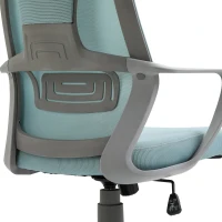 Vinsetto Cadeira de escritório ergonômica Cadeira de mesa inclinável ajustável em altura com encosto de braço Encosto de cabeça 5 rodas Suporta até 120 kg 64x58x116-126 cm Azul(m-9)