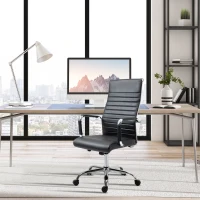 Vinsetto Cadeira de Escritório Ergonômica Giratoria 360° Inclinável com Altura Ajustável Rodas Apoio de Braços 54x62x104-114 cm Preto(m-14)