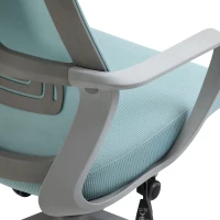 Vinsetto Cadeira de escritório ergonômica Cadeira de mesa inclinável ajustável em altura com encosto de braço Encosto de cabeça 5 rodas Suporta até 120 kg 64x58x116-126 cm Azul(m-11)
