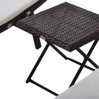 Outsunny Set 2 Sezlonguri Scaun si Masuta in PE Rattan cu Perne Detasabile, Maro Crem(m-9)