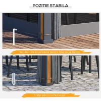 Outsunny Foisor de 3 x 4m, Foisor de exterior, Adapost pentru Baldachin cu plasa si perdele, Acoperis ventilat, Coloana din aluminiu cu granulatie lemnoasa pentru gradina, gazon, curte si punte(m-6)