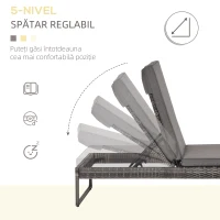 Outsunny Set 2 Sezlonguri cu Masuta din PE Rattan Gri(m-6)
