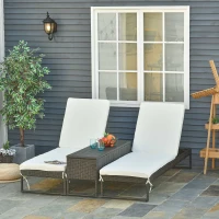 Outsunny Set 2 Sezlonguri cu Masuta din PE Ratan Maro(m-2)