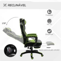 Vinsetto Cadeira de escritorio gaming ergonômica Altura Ajustável reclinável com apoio para pés Verde e Preto(m-5)