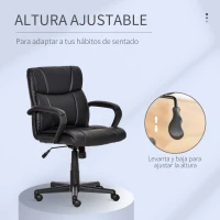 Vinsetto Cadeira de Escritório Operativa Giratória com Altura Ajustável Apoio para os Braços 61x69x90-100cm Preto(m-4)