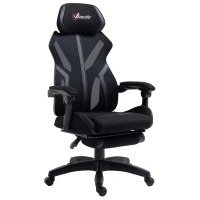 Vinsetto Cadeira de Gaming com Apoio para os Pés Retrátil Cadeira de Escritório Reclinável com Apoio para a Cabeça e Altura Ajustável 65x65x119-129cm Preto(m-1)