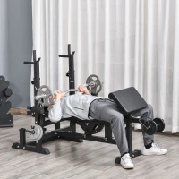 HOMCOM Wielofunkcyjna ławka treningowa ze stojakiem na sztangę ławka treningowa z regulacją atlas treningowy(m-2)