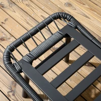 Outsunny Gartenmöbelset, 5-tlg., 2 x Sitzbank, 2 x Hocker, 1 x Tisch, Sitzkissen, Stahlrahmen, Kunstrattan, schwarz(m-8)