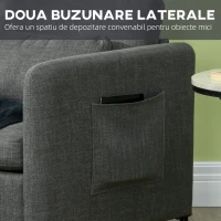 HOMCOM Fotoliu gri inchis din stofa cu captuseala groasa & buzunare laterale(m-5)