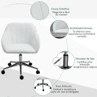 Vinsetto Cadeira de Escritório Operativa Giratória com Altura Ajustável Encosto e Apoio para os Braços 60x59x79-89cm Branco(m-6)