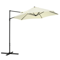 Outsunny 2.5M Garden Cantilever Parasol with 360° Rotation, Offset Roma Patio Umbrella Hanging Sun Shade Canopy Shelter with Cross Base, Beige