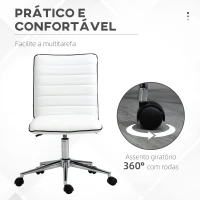 Vinsetto Cadeira de Escritório Operativa Giratória com Altura Ajustável Encosto Estofado em Couro Sintético 47x57x76,5-86,5cm Branco(m-5)