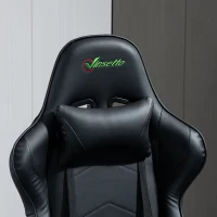 Vinsetto Cadeira de Gaming Ergonômica Giratória com Altura Ajustável Apoio para os Braços Apoio para a Cabeça e Almofada Lombar Couro Sintético 73x71x128-136cm Preto(m-10)
